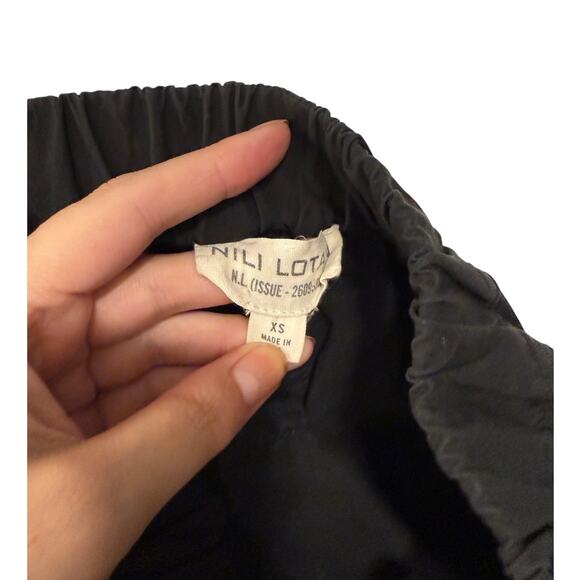 Nili Lotan XS Slouchy Elastic Waist LINEN Luna Pant Crop Black Drop Crotch 0 2 - Picture 5 of 9